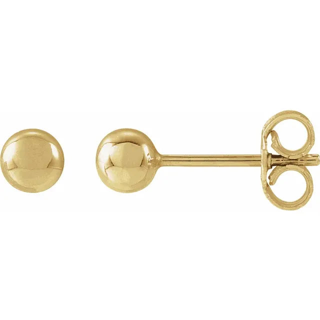 Pair of 14k yellow gold round ball stud earrings.