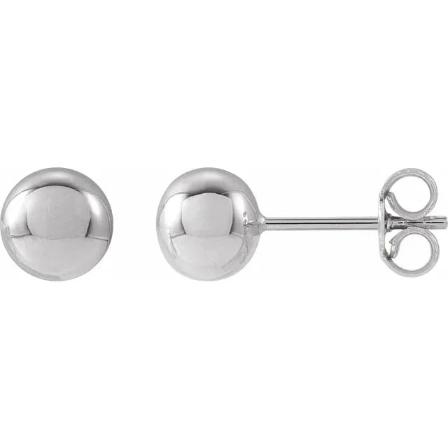 Pair of polished round ball stud earrings.
