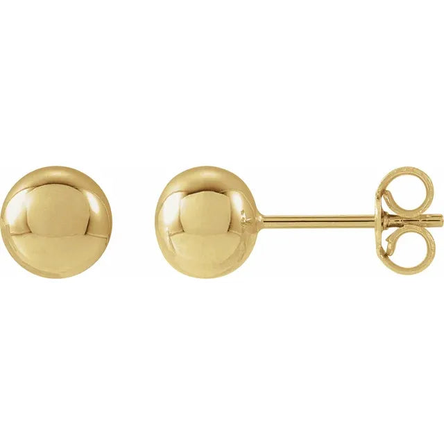 Pair of round gold ball stud earrings.