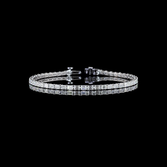 5.15ctw Lab Grown Emerald Cut Diamond Tennis Bracelet