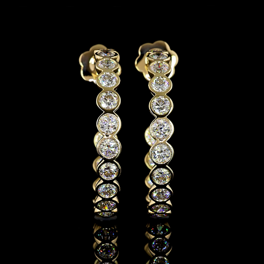 3.35ctw Lab Grown Bezel Set Diamond Hoops