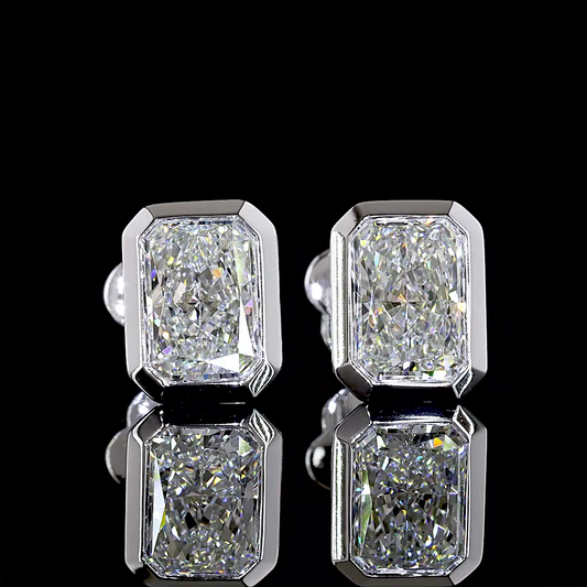 2.03ctw Lab Grown Radiant Cut Diamond Stud Earrings