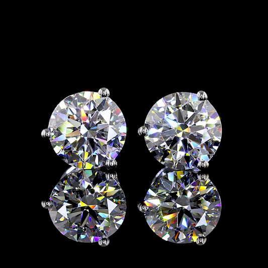 Pendientes de botón Martini con diamantes redondos cultivados en laboratorio de 2.09 quilates totales