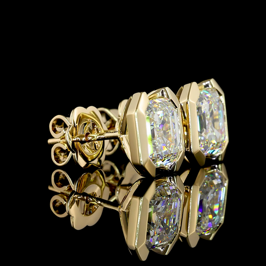4.04ctw Lab Grown Asscher Cut Diamond Studs
