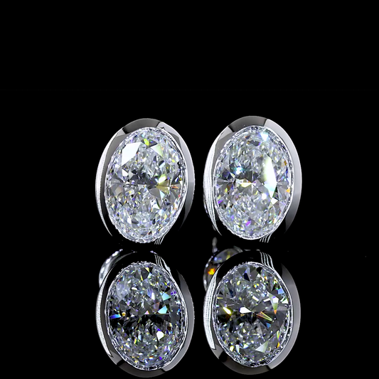 2.01ct Lab Grown Oval Cut Diamond Solitaire Stud Earrings